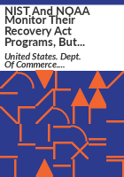 NIST_and_NOAA_monitor_their_Recovery_Act_programs__but_performance_metrics_need_to_measure_outcomes